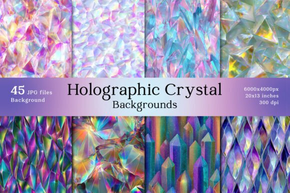 27 Holographic Crystal Backgrounds: A Design Asset Guide