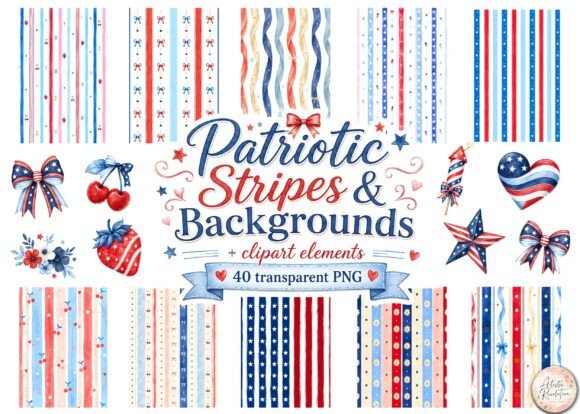 4th of July Stripes Backgrounds Bundle: Your Key to Patriotic Design