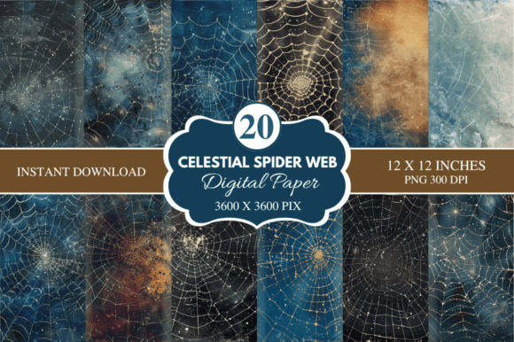 Celestial Spider Web Digital Paper Bundle: Deep Space Textures