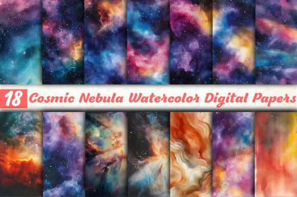 Cosmic Nebula Watercolor Digital Papers: A Universe of Creative Potential