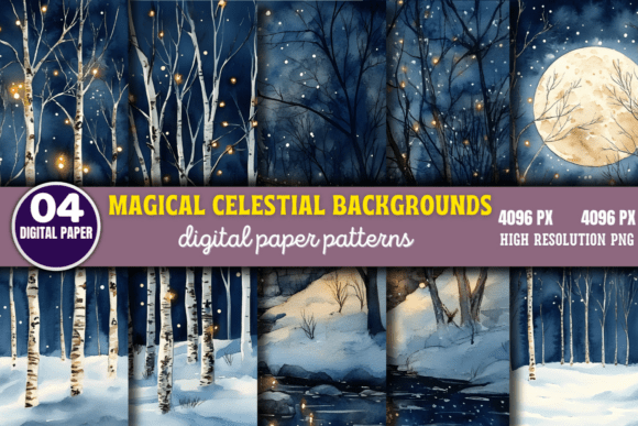 Enchanting Celestial Backgrounds 8: A Digital Design Mini Bundle