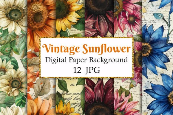 Infuse Authentic Warmth with Vintage Sunflower Digital Paper