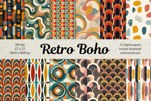 Retro Bohemian Backgrounds: Groovy Boho Pattern Designs