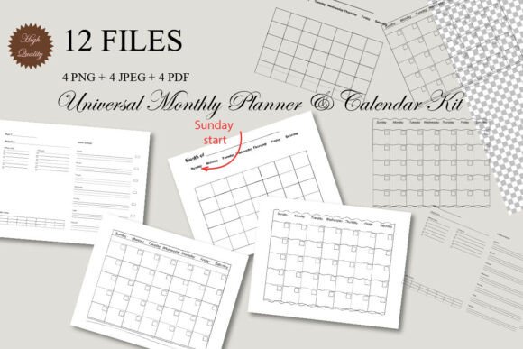 Universal Monthly Planner & Calendar Kit: Your Year-Round Design Foundation