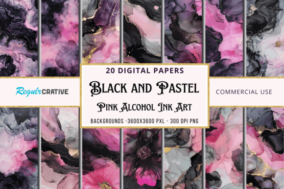 Unleash Moody Florals with Black and Pastel Pink Alcohol Ink Arts