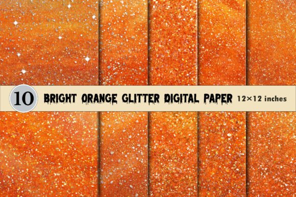 Unleashing Vibrant Energy with Bright Orange Glitter Digital Paper