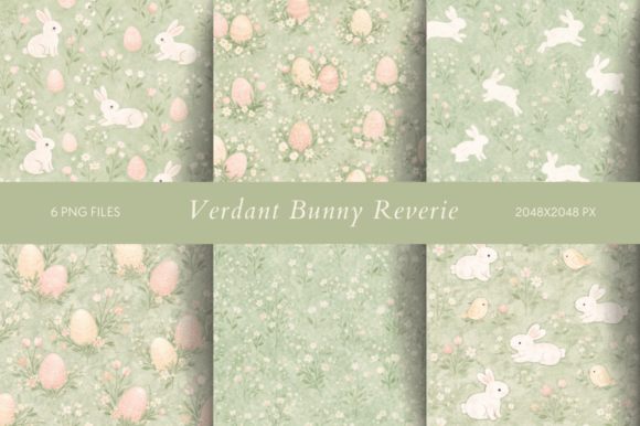 Verdant Bunny Reverie: A Gentle Spring Dream in Font Form