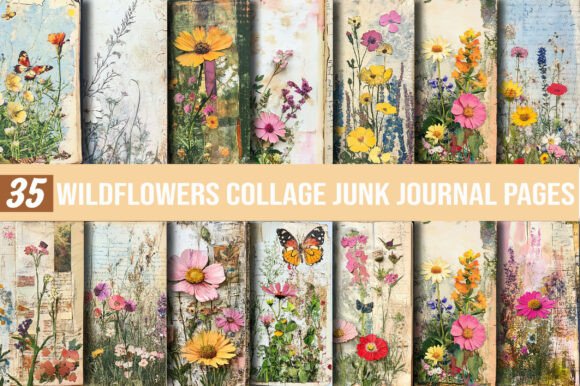 Wildflowers Collage Junk Journal Pages: Elevate Your Digital Craft